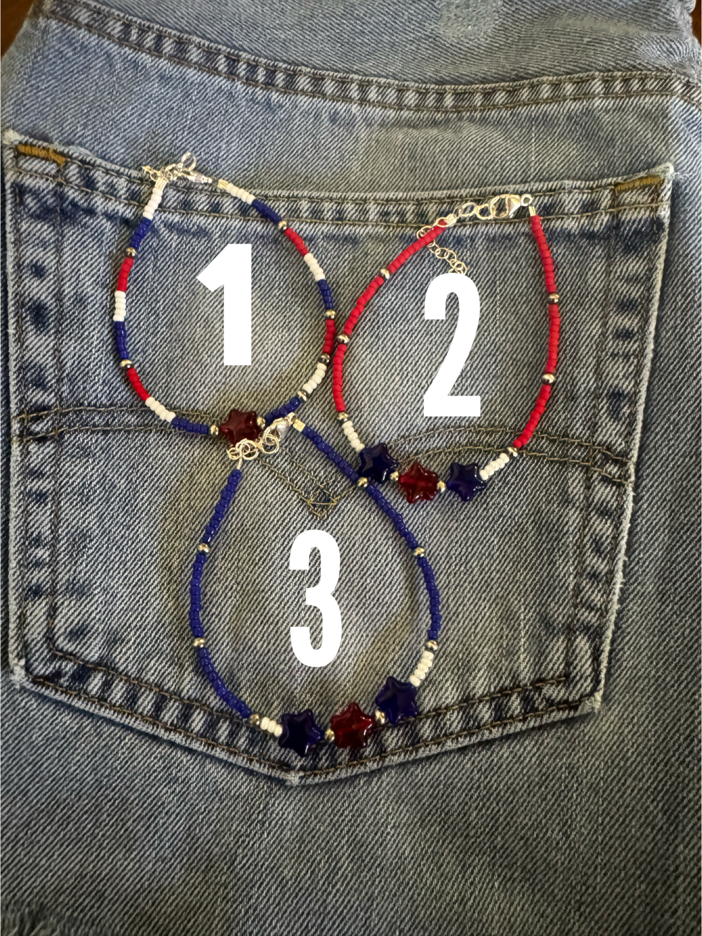 Anklets - Red, White & Stars