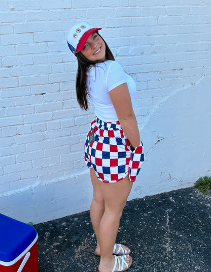 Patriotic Checkered Shorts