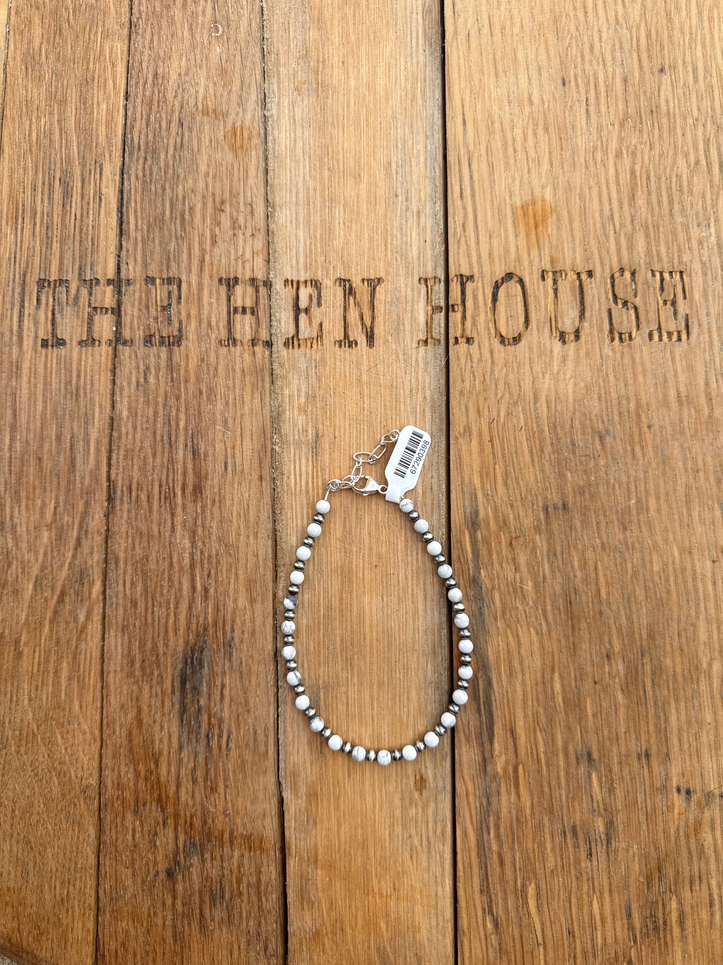 Anklet- 5mm White Chalk w/ 4mm Sterling Silver Beed