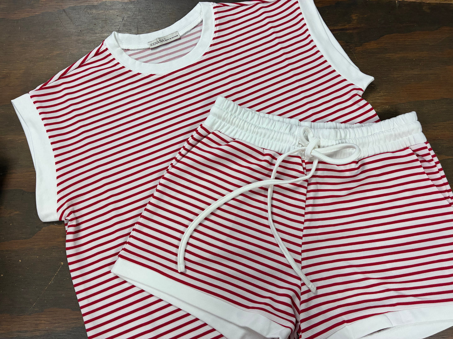 Red/White Short Set