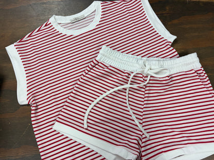Red/White Short Set