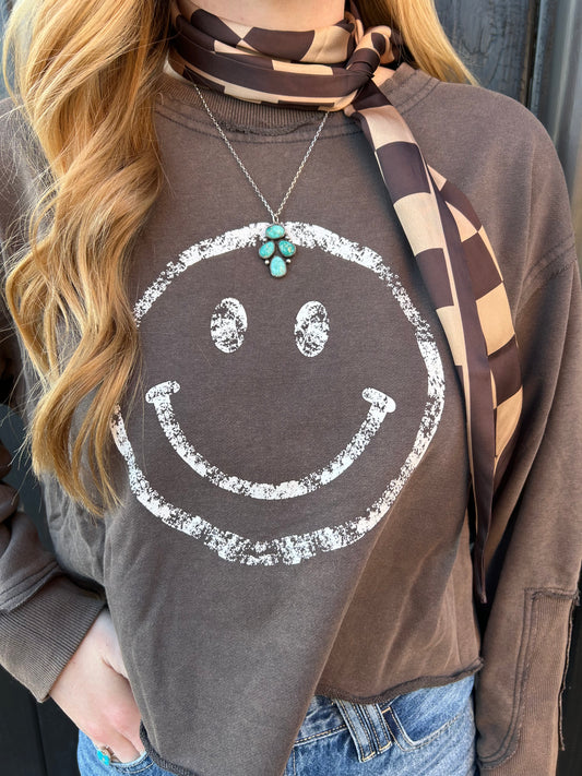 Smiley Cropped Sweatshirt