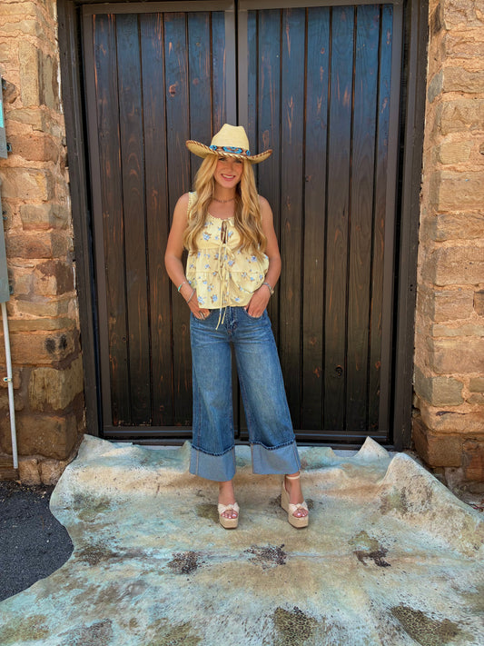 Cuffed Double Seam Jeans