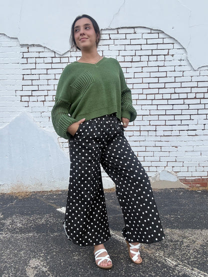 Green Knit Cropped Sweater