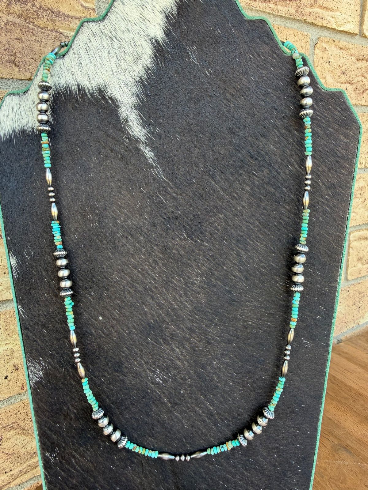 Necklace - 26” - 3/6mm - 7.5mm Rondell - Torpedo & Kingman Turquoise