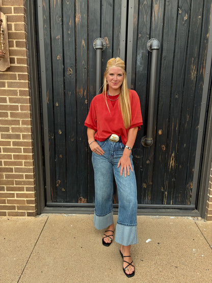 Cuffed Double Seam Jeans