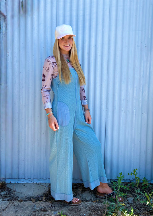 Blue Waffle Overalls