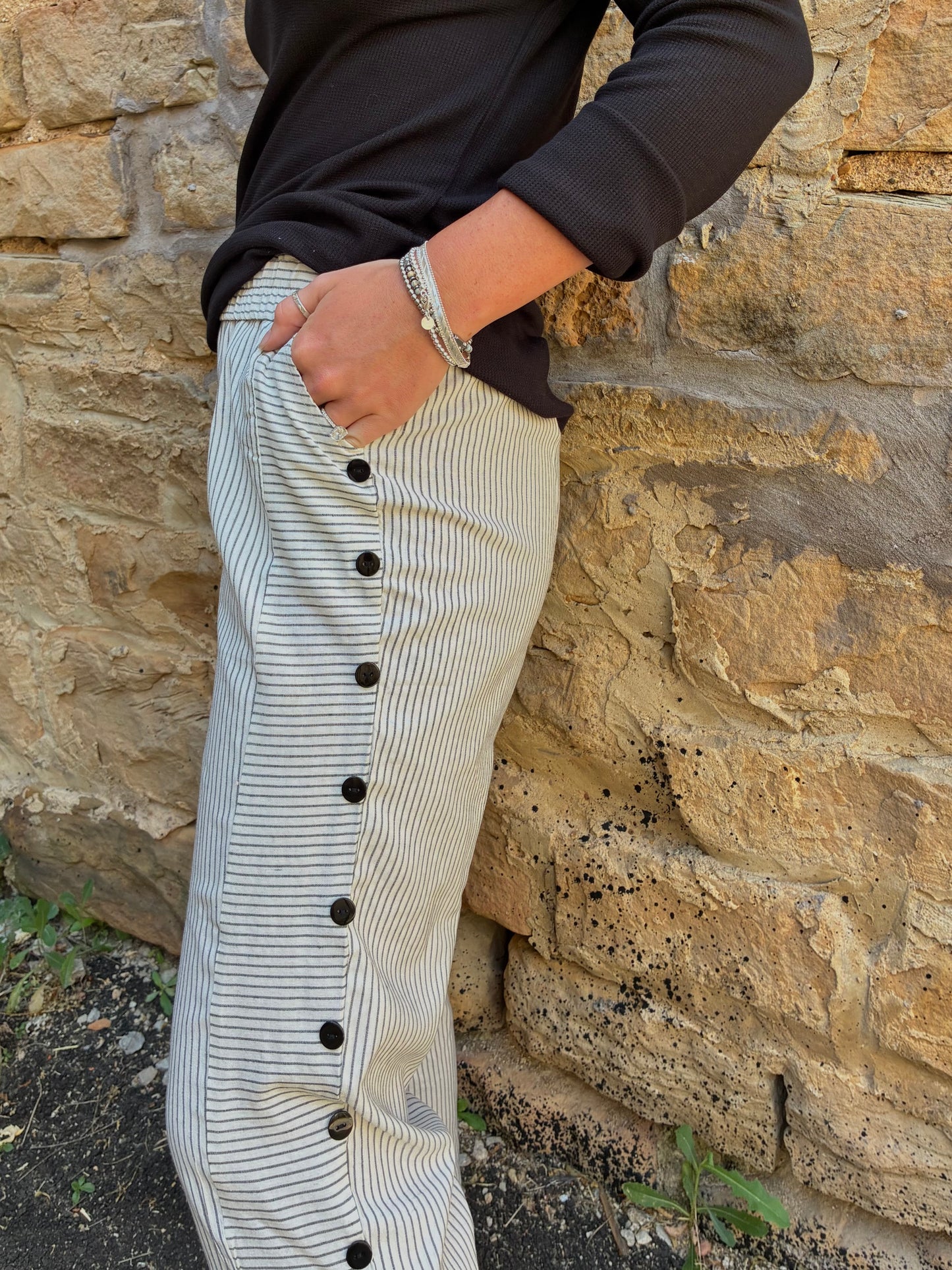 Striped Button Trouser