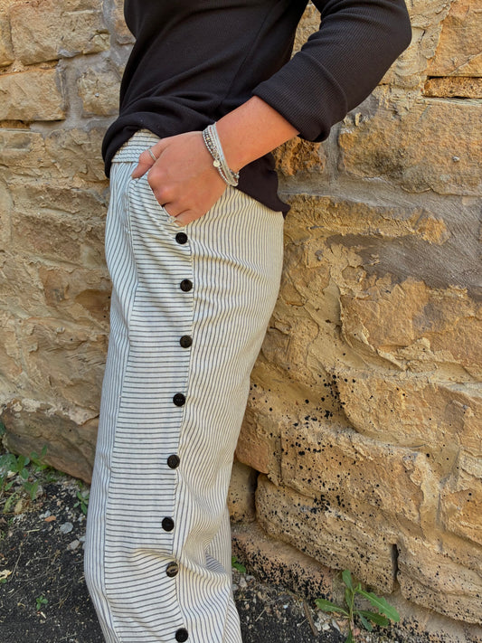 Striped Button Trouser