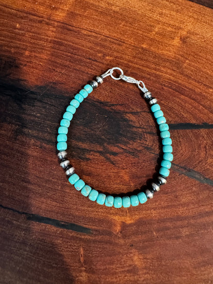 Bracelet - 5 Turquoise Rondelle