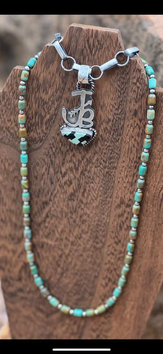 Turquoise/Sterling Silver Bead Necklace