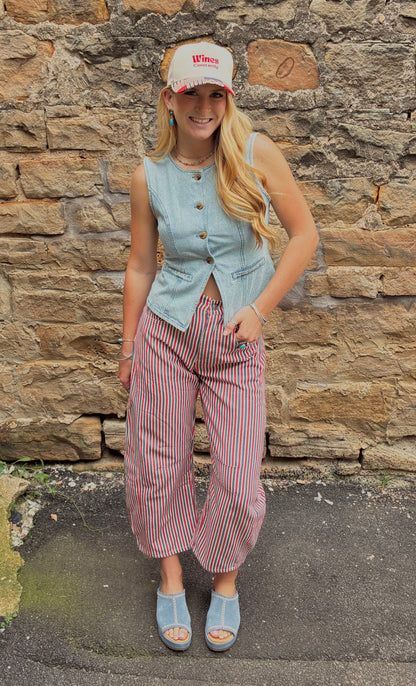 Denim Button Vest