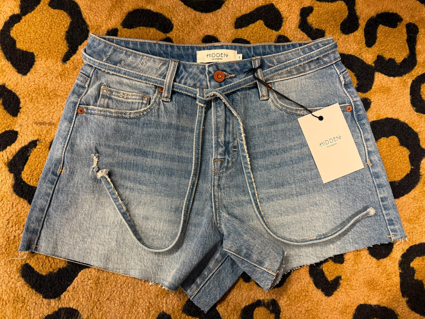High Rise Tie Denim Shorts