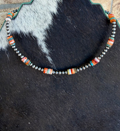 Choker - 4mm - Spiny Oyster & Turquoise
