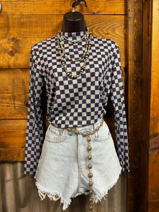 Checkered Mesh Top