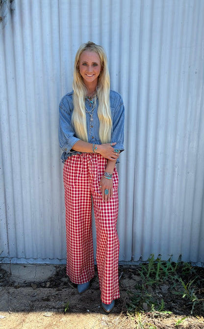Ruffled Hem Denim Top
