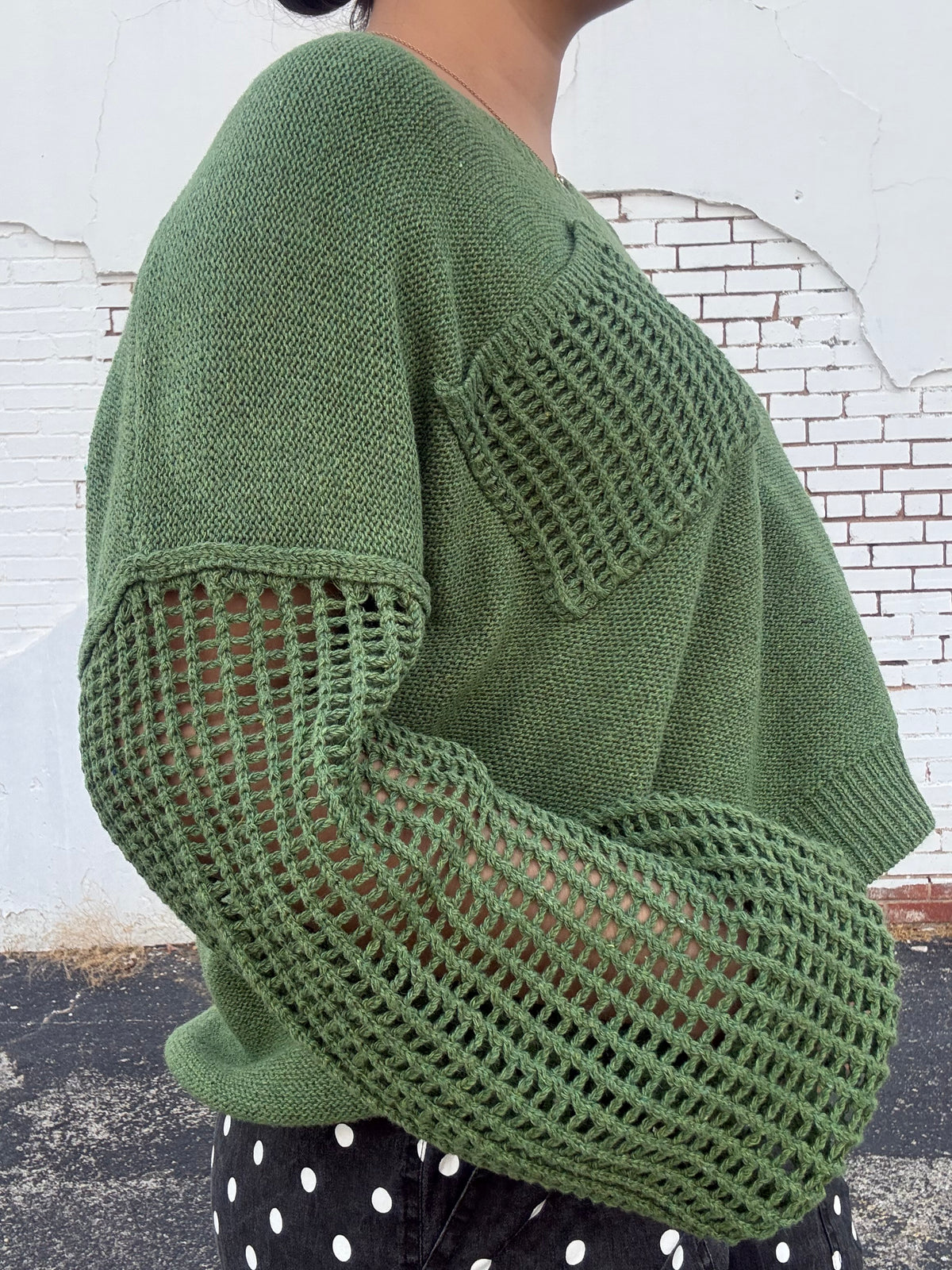 Green Knit Cropped Sweater