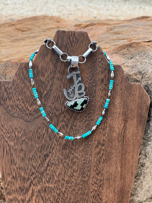 Turquoise/Sterling Silver Torpedo Bead Choker