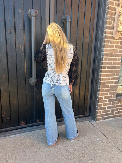 Western Print Fitted Vest