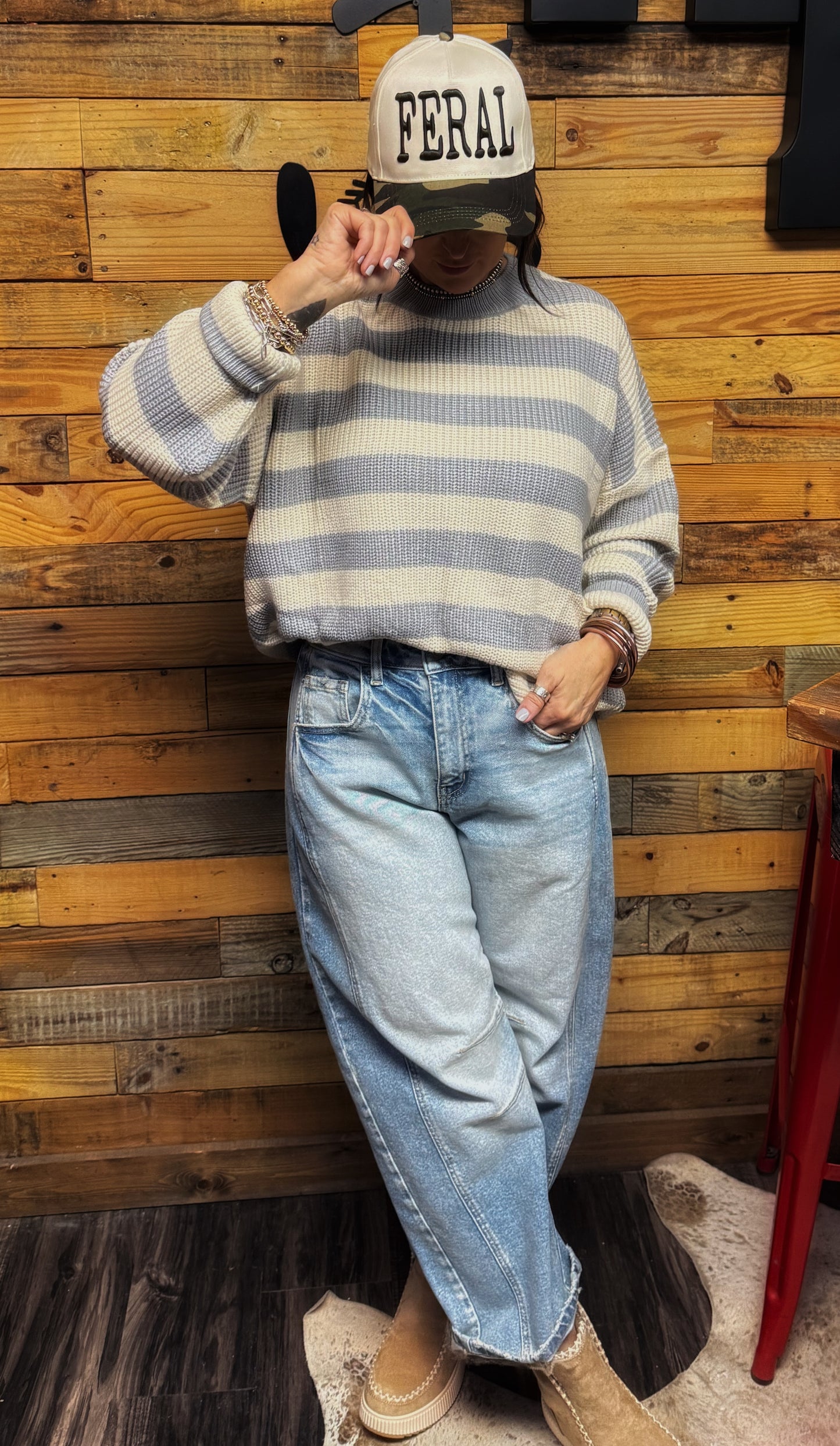 Gray Striped Sweater