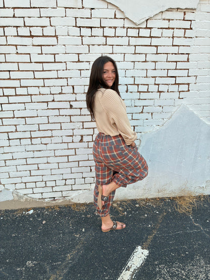 Mineral Washed Plaid Pants