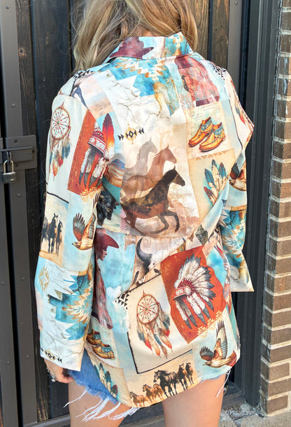 Bohemian Cowgirl Button Up Blouse