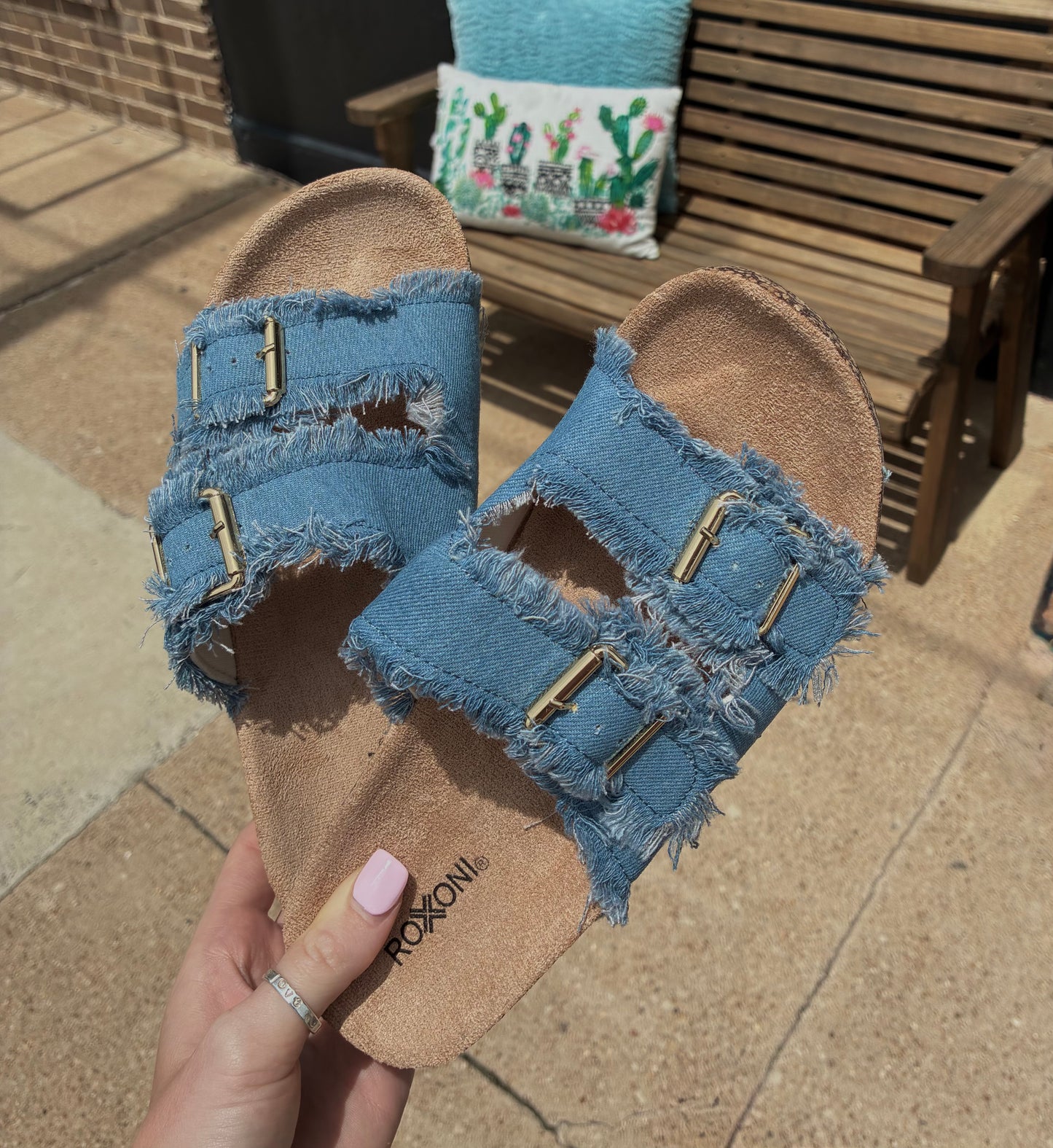 Distressed Denim Sandals