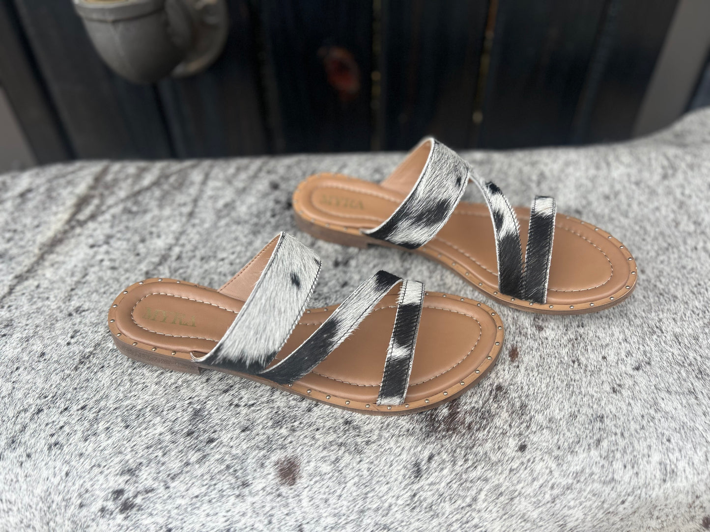 Black & White Hide Sandals