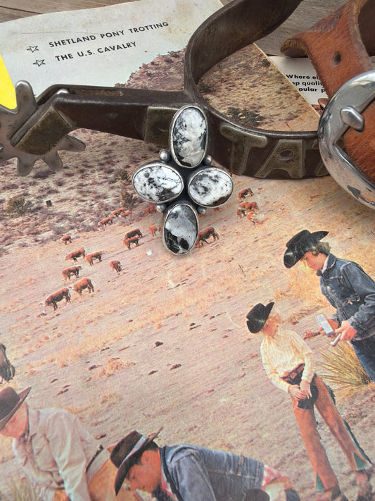 White Buffalo Cross Ring