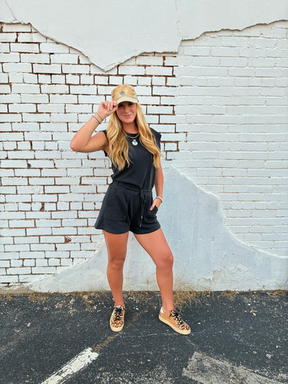 Distressed Washed Tank Romper