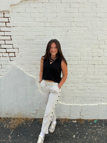 Black V Neck Tank