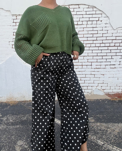 Green Knit Cropped Sweater