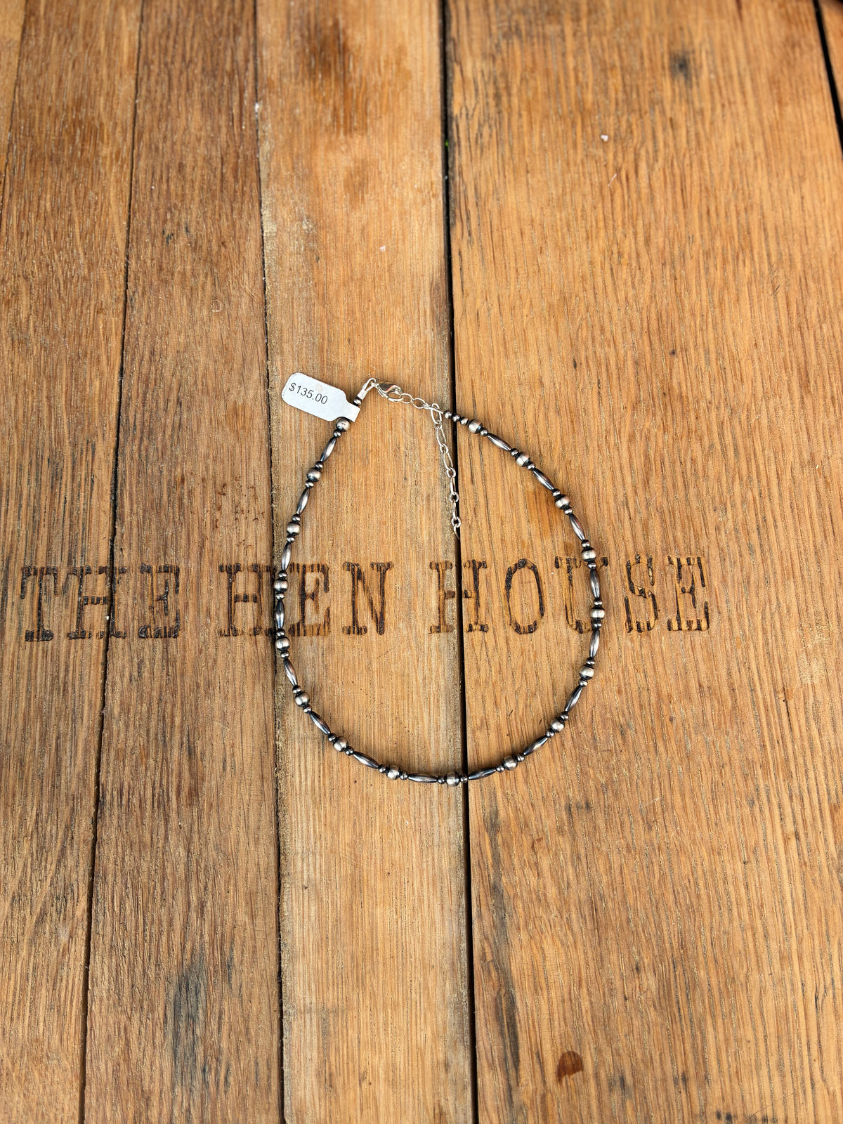 Necklace - Choker - Sterling Silver Pearls - 3-5-torpedo