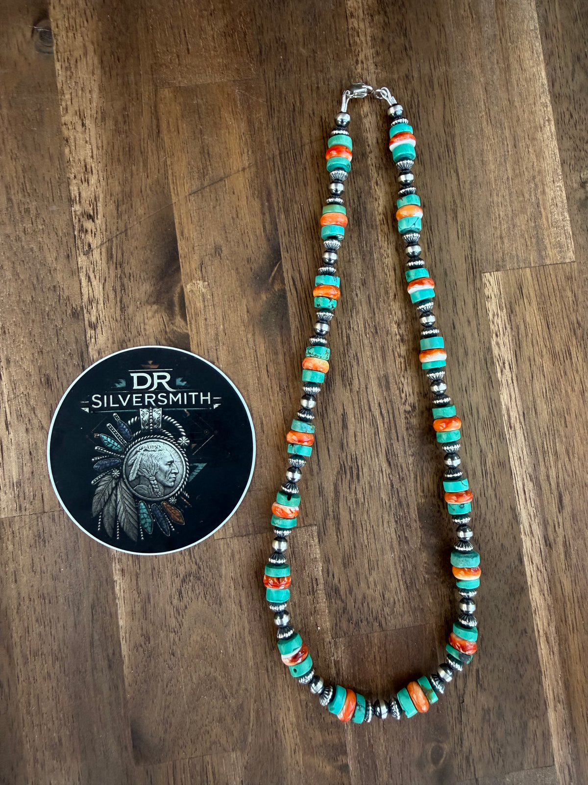 Necklace - 20” - 6mm - 7.5mm Rondell - Spiny Oyster & Turquoise