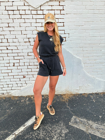 Distressed Washed Tank Romper