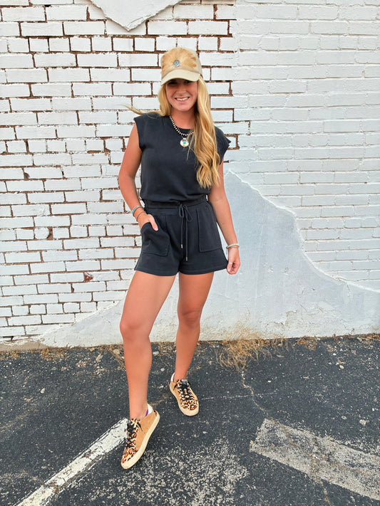 Distressed Washed Tank Romper