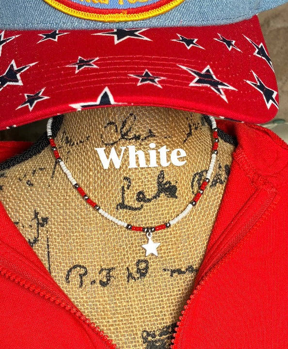 Fourth Of July Seed Bead Choker