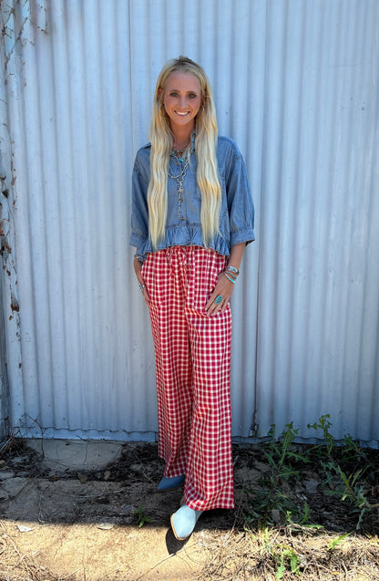 Strawberry Gingham Pants
