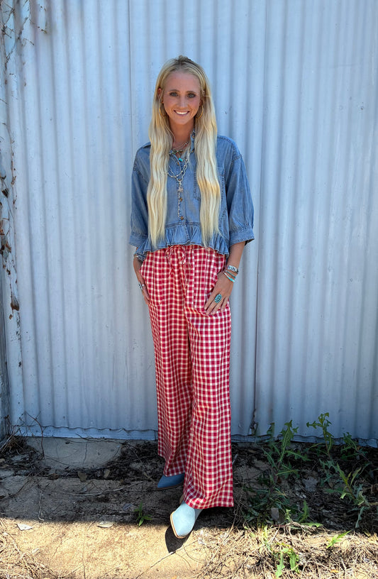 Strawberry Gingham Pants