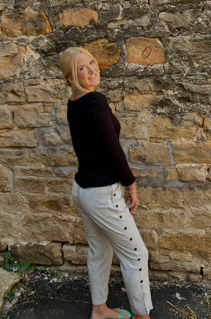 Striped Button Trouser