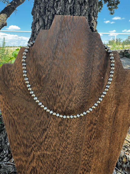 Choker - 5mm Sterling Silver and Gold Filled Beads
