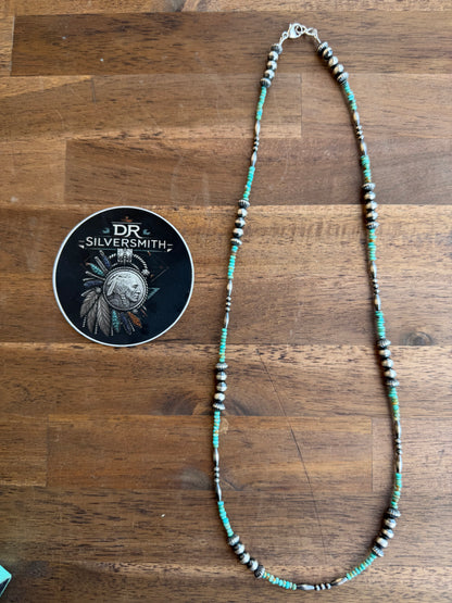 Necklace - 26” - 3/6mm - 7.5mm Rondell - Torpedo & Kingman Turquoise