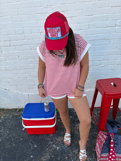 Red/White Short Set