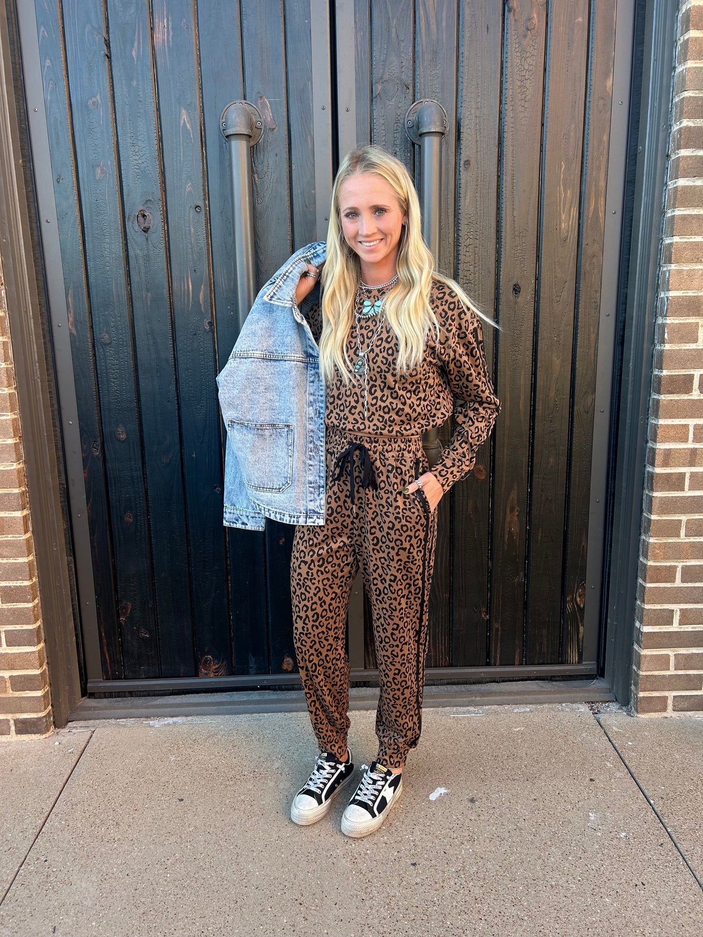 VARSITY STRIPE LEOPARD SET