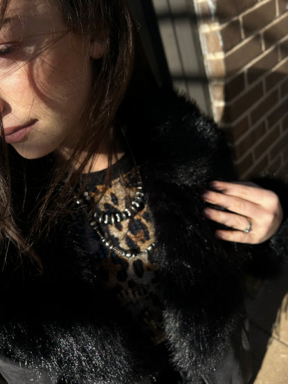 Denim Coat Faux Fur Collar