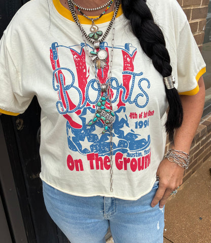 Boots On The Ground Ringer Crop Tee