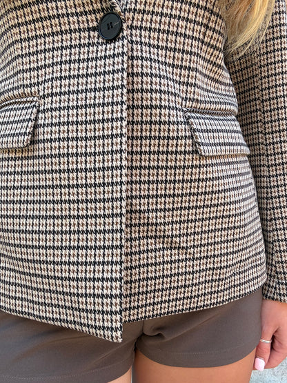 Brown Hazel Houndstooth Blazer