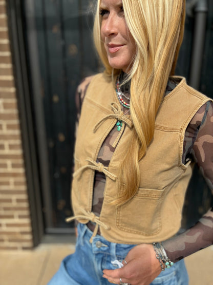 Camouflage Long Sleeve Mesh Top