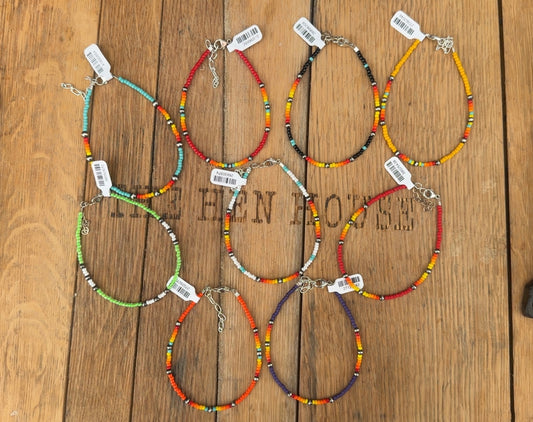 Anklet - Seed Bead w/ Sterling Silver Pearls