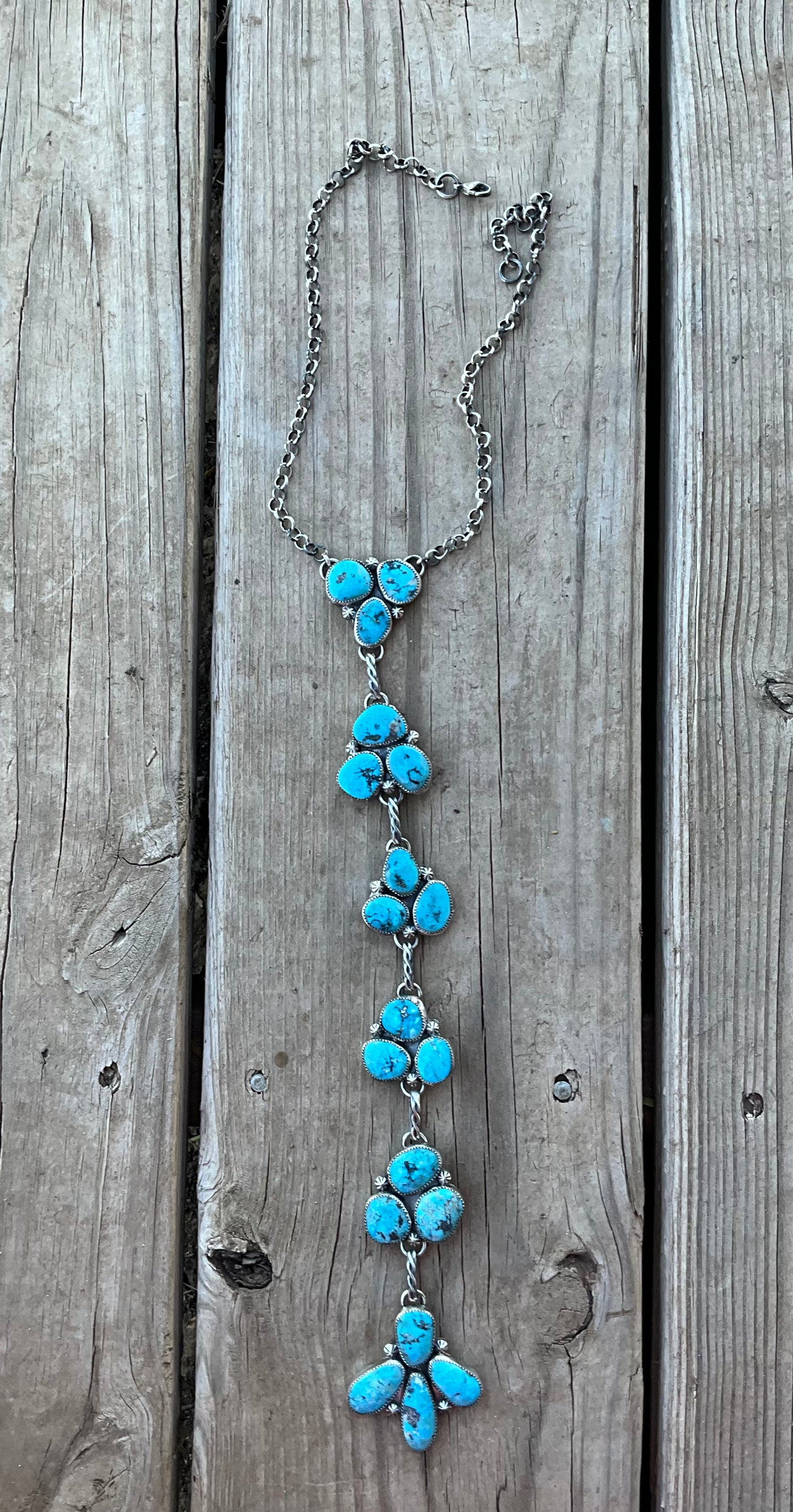 Sleeping Beauty Cluster Drop Necklace